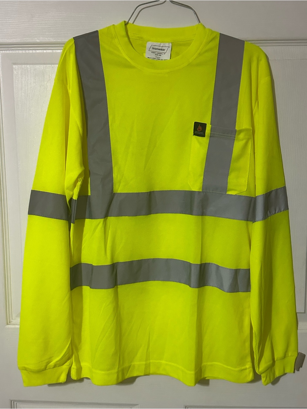 FR High-Visibility Lime Yellow Long-Sleeve Safety Shirt